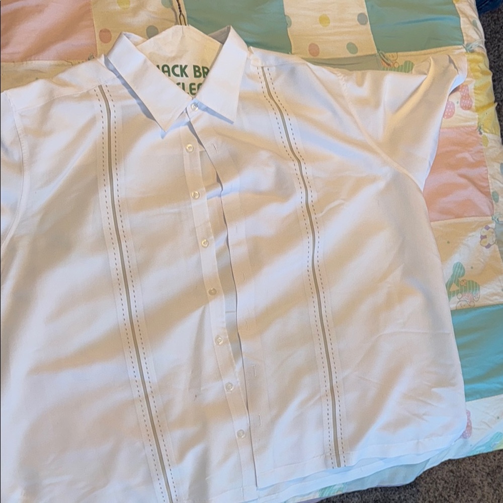 Cubavera White Casual Button Down Shirt Smooth Fabric